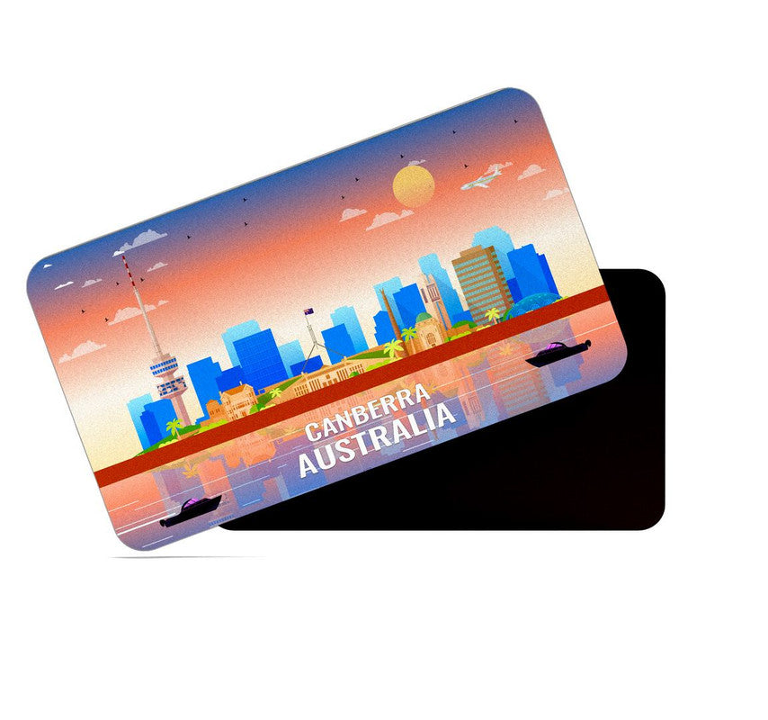 dhcrafts Rectangular Rubber Fridge Magnet / Magnetic Card Multicolor Australia Canberra Design Pack of 1 (8.6cm x 5.4cm)